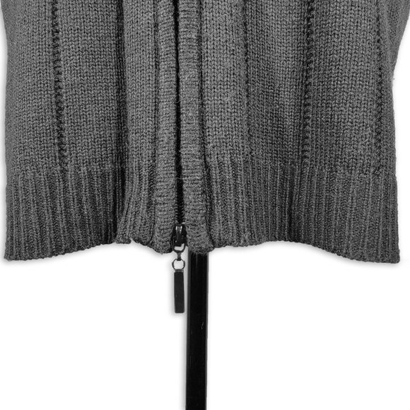 Men's Black Sweater Cardigan with Zipper - Picture 5 of 7
